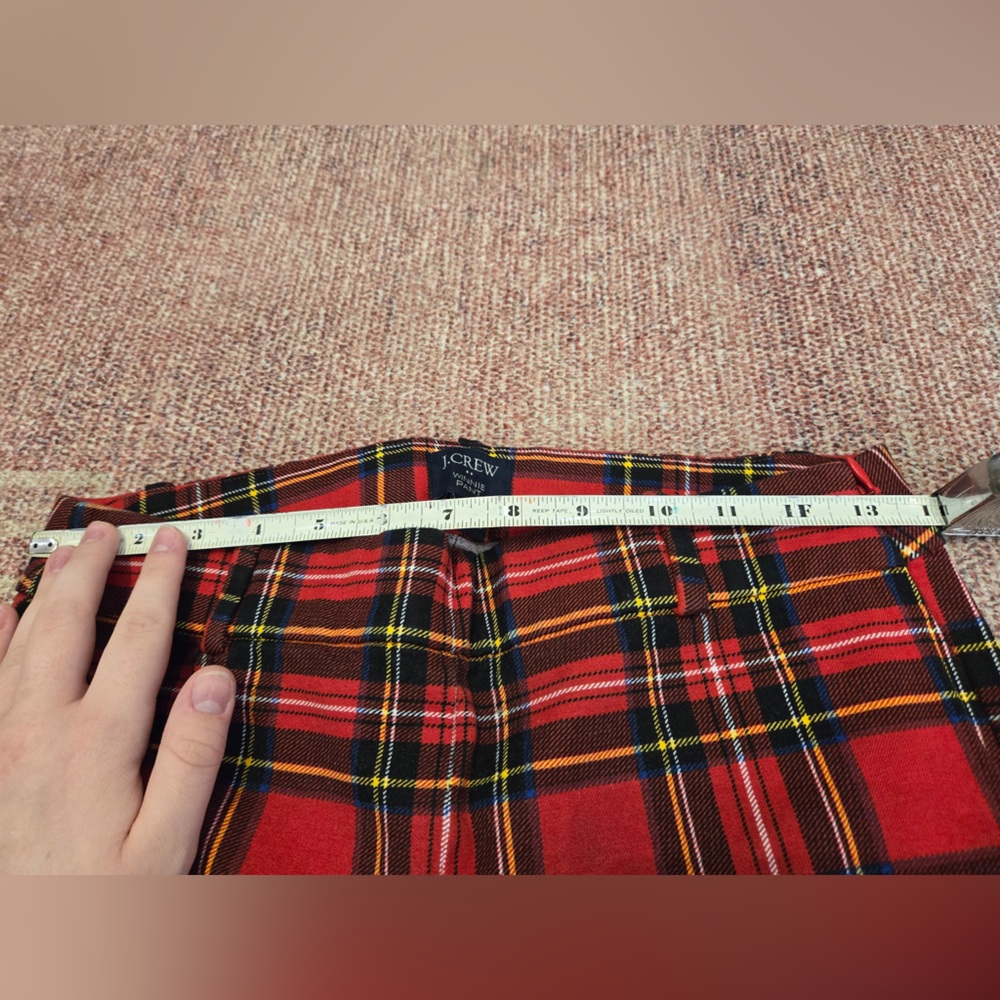 J Crew Factory Winnie Red Tartan Plaid Pants Stretch Preppy Pants - Picture 8 of 10